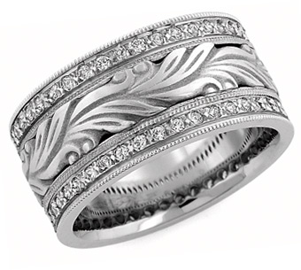 Handcarved Paisley Diamond Wedding Band, model cincin pernikahan terpopuler, desain cincin pernikahan 2012, desain cincin pernikahan terlaris, tren desain cincin penikahan 2012